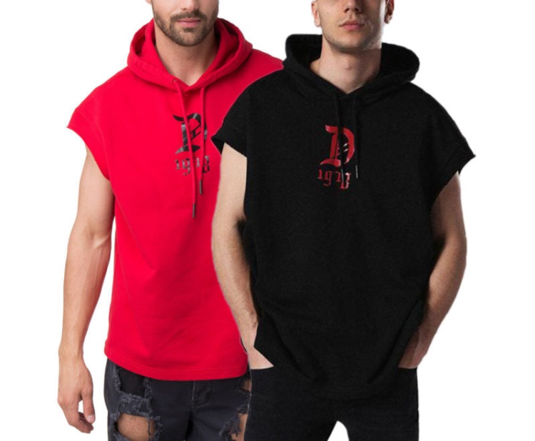 S Drive Gr-Qa Men's Sweatshirt Pullover Sleeveless Hoodie Sport Gym Wear Diesel Black/Red