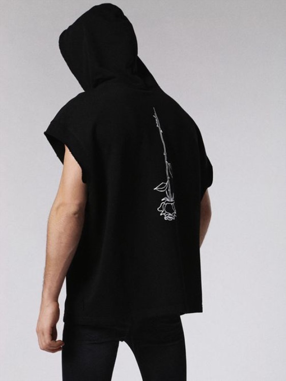 S Drive Gr-Qa Men's Sweatshirt Pullover Sleeveless Hoodie Sport Gym Wear Diesel Black/Red