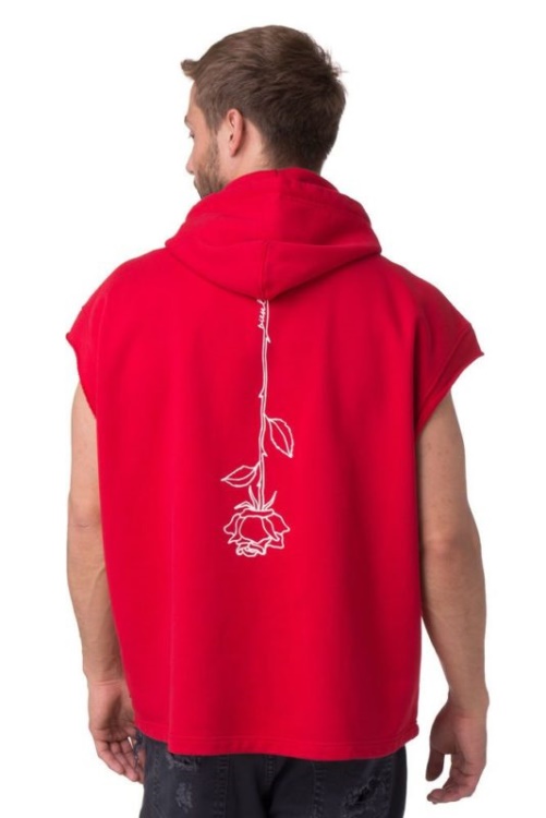 S Drive Gr-Qa Men's Sweatshirt Pullover Sleeveless Hoodie Sport Gym Wear Diesel Black/Red