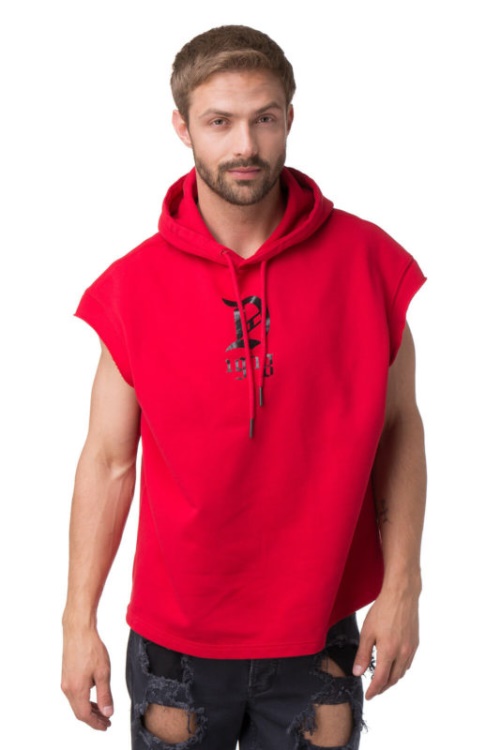 S Drive Gr-Qa Men's Sweatshirt Pullover Sleeveless Hoodie Sport Gym Wear Diesel Black/Red