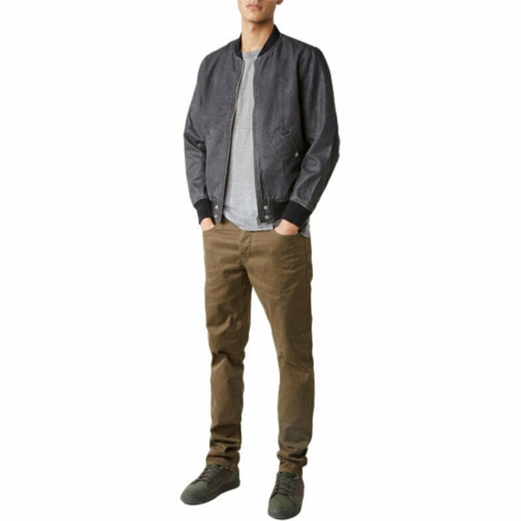 J Holz 0Caok Men's Denim Bomber Jacket Casual Vintage Slim Fit Coat Diesel