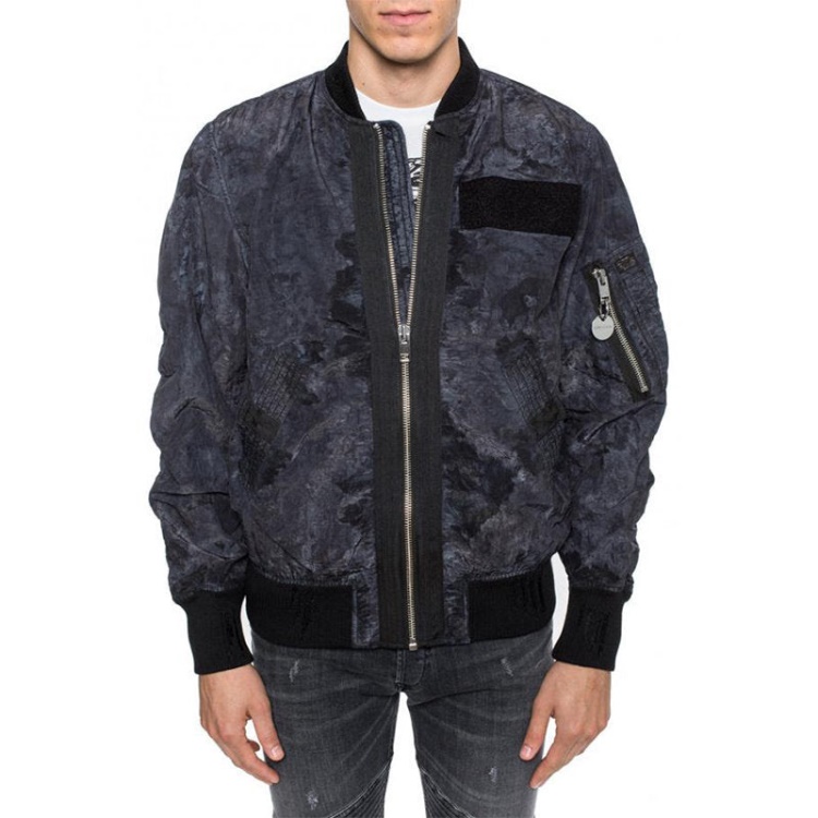 J Souly Tye Men's Bomber Jacket Ribbed Cuffs Casual Varsity Jackets Black Diesel