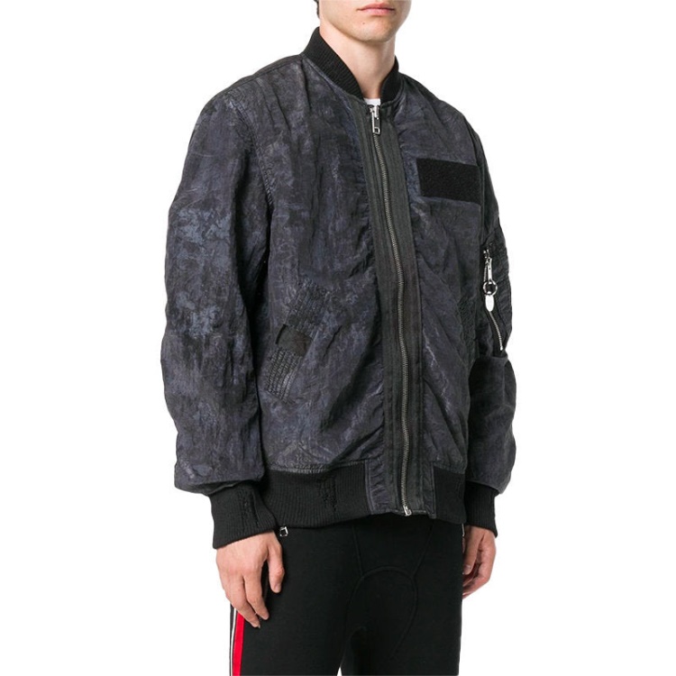 J Souly Tye Men's Bomber Jacket Ribbed Cuffs Casual Varsity Jackets Black Diesel