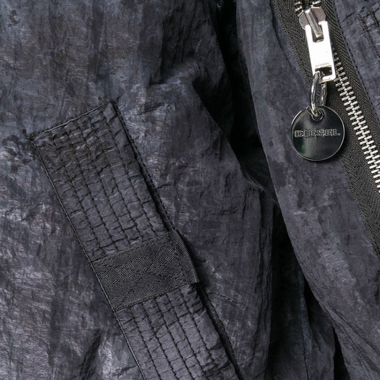 J Souly Tye Men's Bomber Jacket Ribbed Cuffs Casual Varsity Jackets Black Diesel