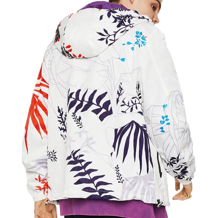 J Saboru Palm Men's Hoodie Jacket Palm Leaf Print Casual Hooded Coat Diesel