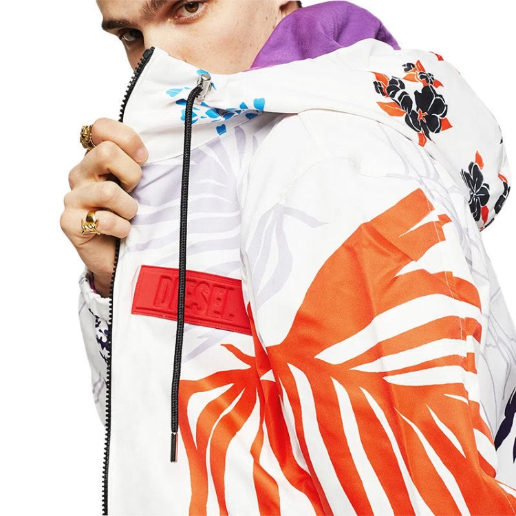 J Saboru Palm Men's Hoodie Jacket Palm Leaf Print Casual Hooded Coat Diesel