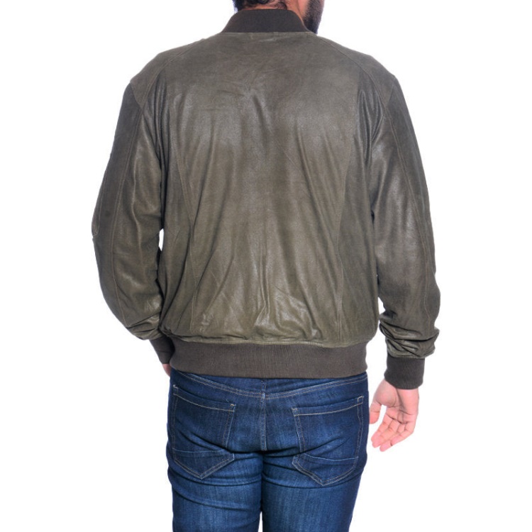 Leather Jacket L Nikolai Men's Bomber Jacket Cafe Racer Olive Winter Coat Diesel