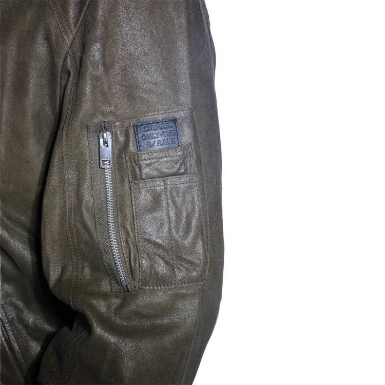 Leather Jacket L Nikolai Men's Bomber Jacket Cafe Racer Olive Winter Coat Diesel