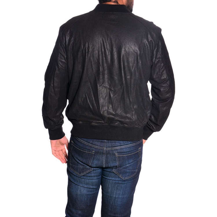 Diesel L Nikolai Men's Bomber Jacket Leather Cafe Racer Winter Outwear Black Coat
