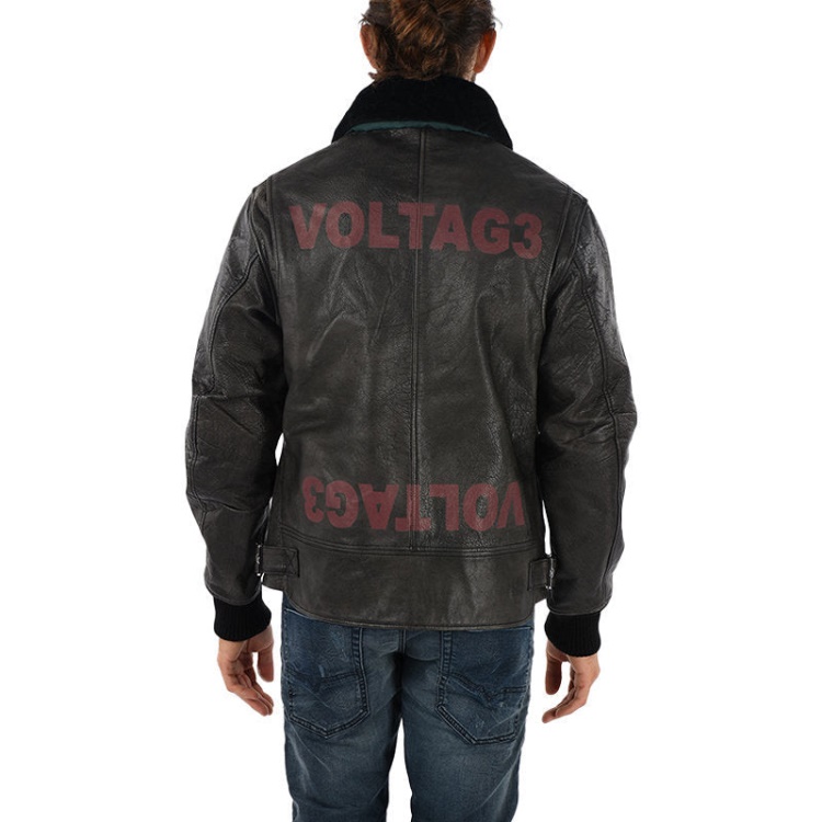 L Bowdre Men's Bomber Jacket Leather Padded Quilted Winter Regular Coat Diesel