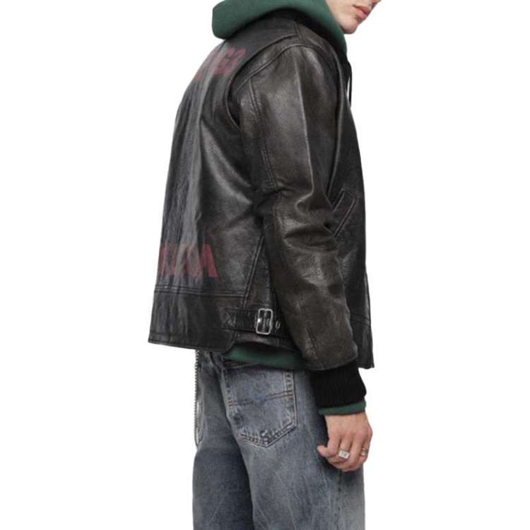 L Bowdre Men's Bomber Jacket Leather Padded Quilted Winter Regular Coat Diesel