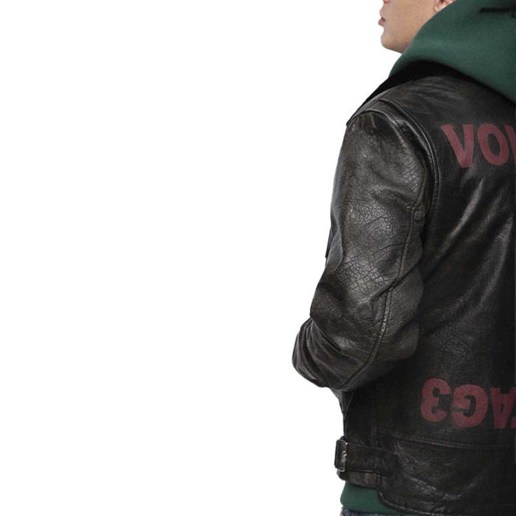 L Bowdre Men's Bomber Jacket Leather Padded Quilted Winter Regular Coat Diesel