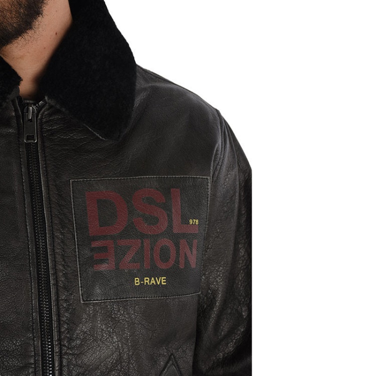 L Bowdre Men's Bomber Jacket Leather Padded Quilted Winter Regular Coat Diesel