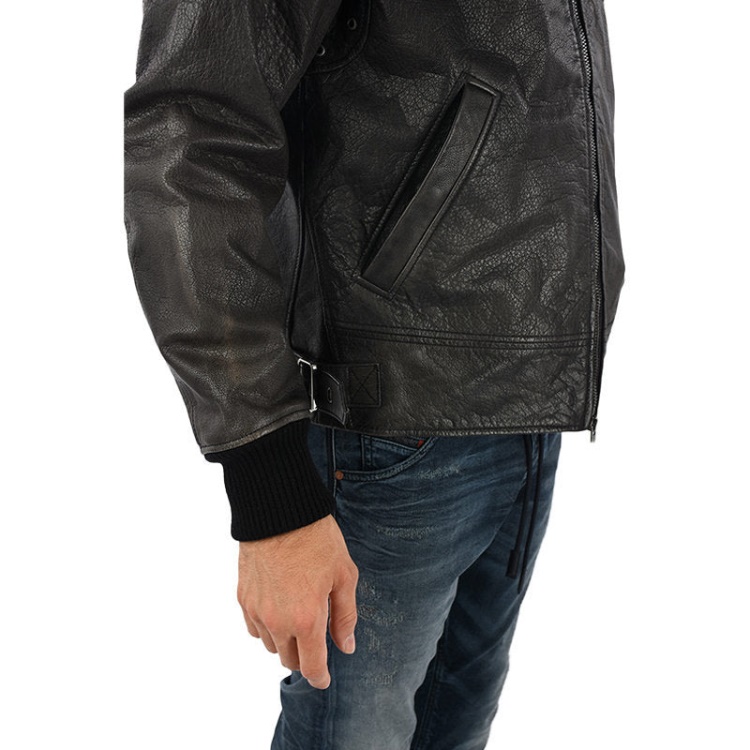 L Bowdre Men's Bomber Jacket Leather Padded Quilted Winter Regular Coat Diesel