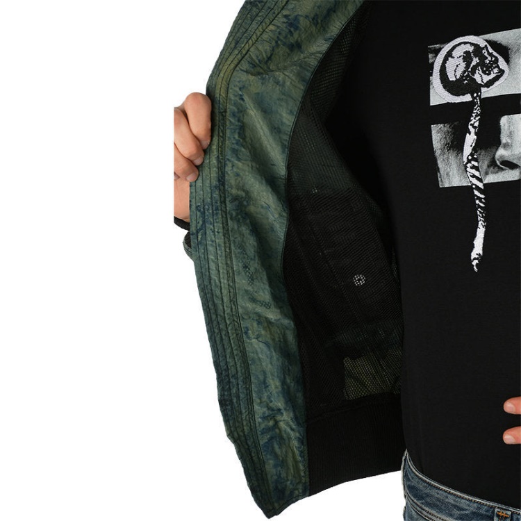 Diesel J Souly Tye Men's Bomber Jacket Ribbed Cuffs Varsity Casual Jackets Green