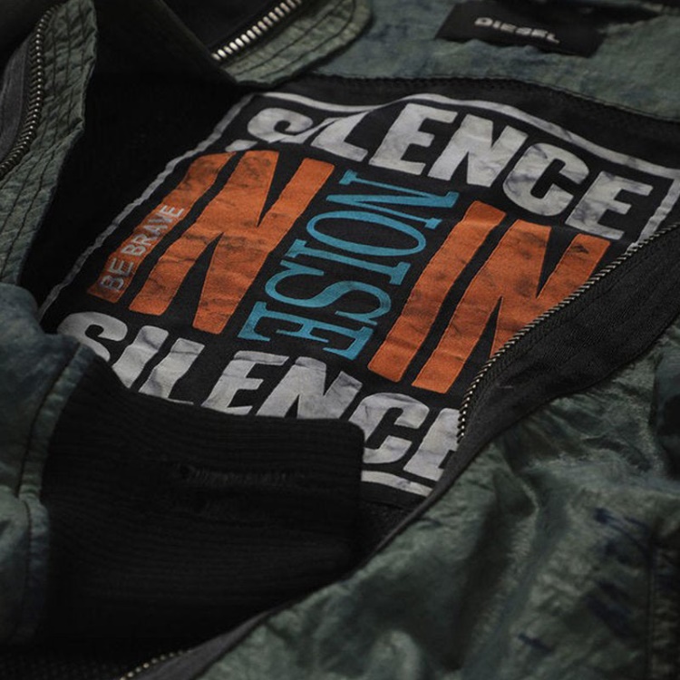 Diesel J Souly Tye Men's Bomber Jacket Ribbed Cuffs Varsity Casual Jackets Green