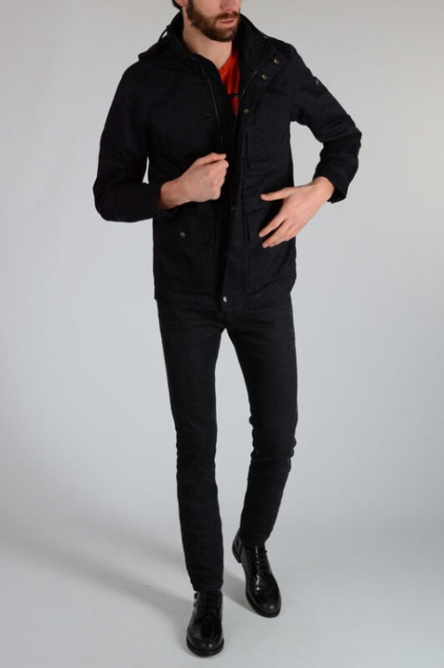 J Winy Men's Parka Jacket Padded Quilted Navy Coat Casual Winter Outwear Diesel