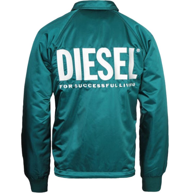 Diesel J Akio Men's Jackets Sporty Bomber Coats Casual Jumper Padded Satin Nylon Black/Blue