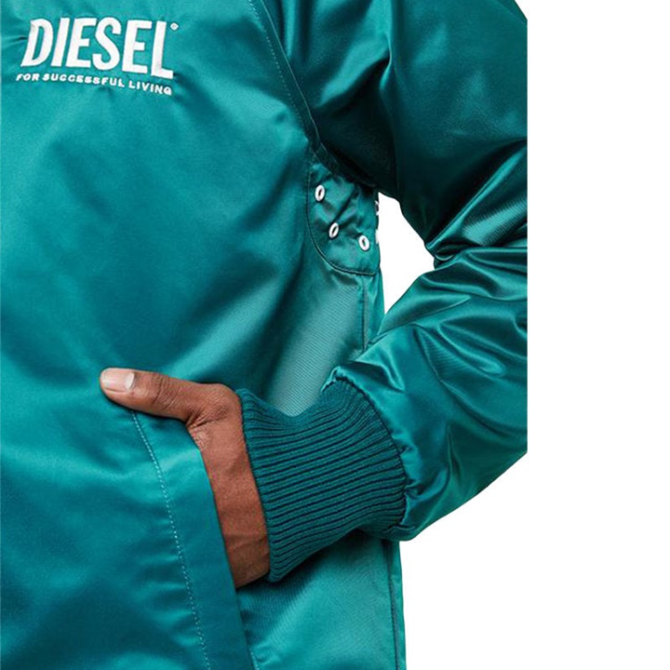 Diesel J Akio Men's Jackets Sporty Bomber Coats Casual Jumper Padded Satin Nylon Black/Blue