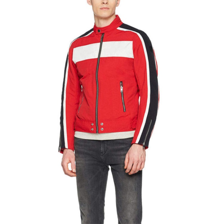 Diesel J Street Men's Biker Jackets Slim Summer Outwear Bomber Casual Coat Red