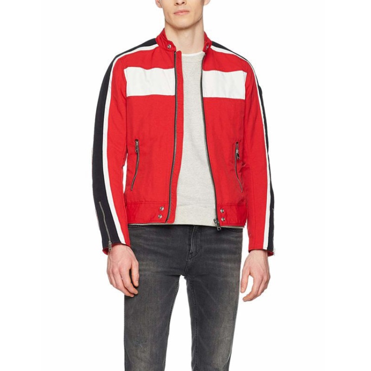 Diesel J Street Men's Biker Jackets Slim Summer Outwear Bomber Casual Coat Red