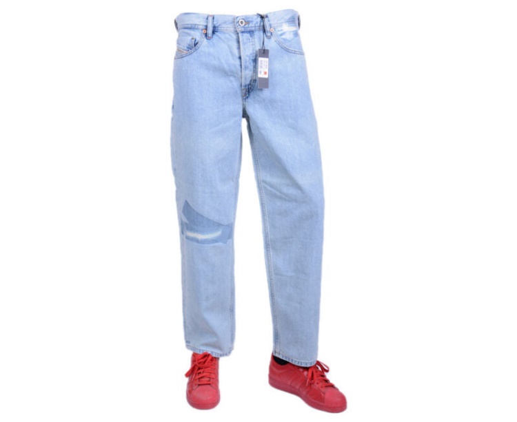 Dagh 084Sx Men's Denim Jeans Regular Fit Straight Cotton Light Denim Blue Diesel