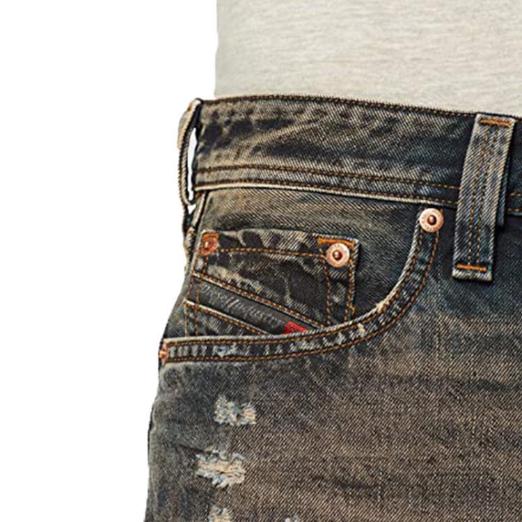 Larkee Beex 084Xb Men's Denim Jeans Regular Tapered Faded Distressed Pants Diesel