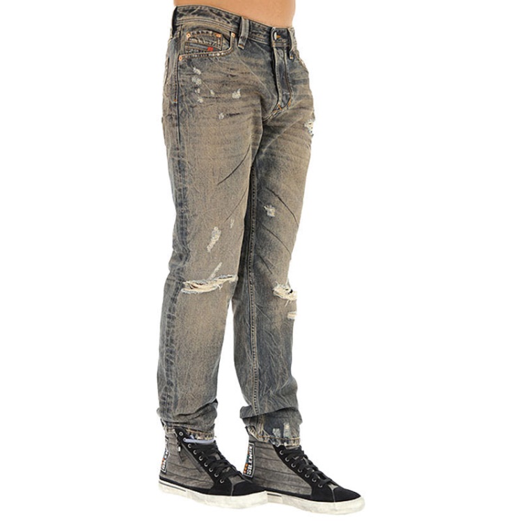 Larkee Beex 084Xb Men's Denim Jeans Regular Tapered Faded Distressed Pants Diesel