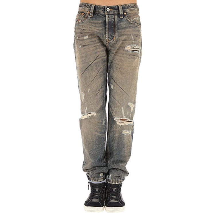 Larkee Beex 084Xb Men's Denim Jeans Regular Tapered Faded Distressed Pants Diesel