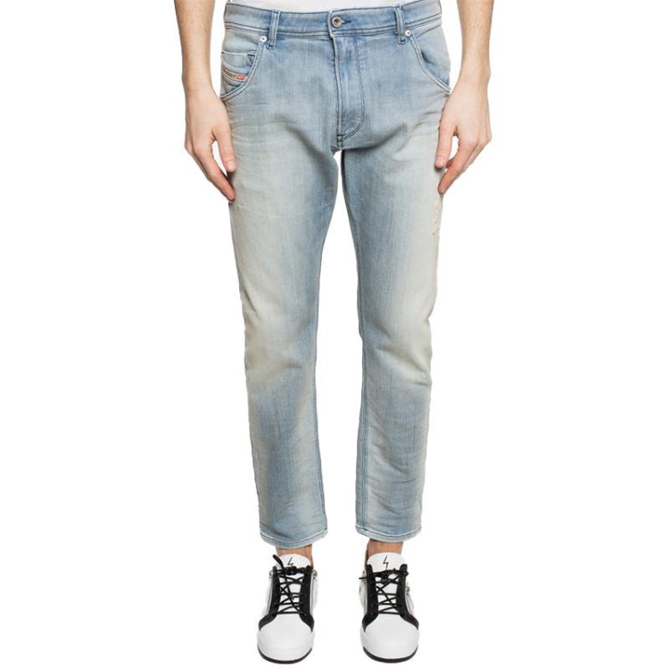 Diesel Krooley 087Ab Men's Denim Sweat Jogg Jeans Slim Fit Carrot Pant Faded