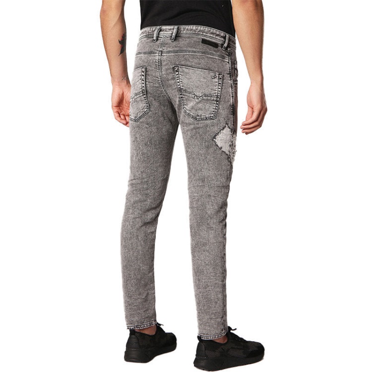 Diesel Krooley 0689D Men's Denim Jeans Slim Fit Faded Sweat Jogg Pants Light Grey