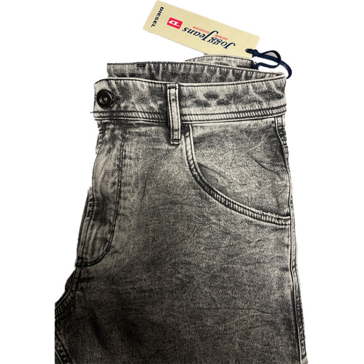 Diesel Krooley 0689D Men's Denim Jeans Slim Fit Faded Sweat Jogg Pants Light Grey