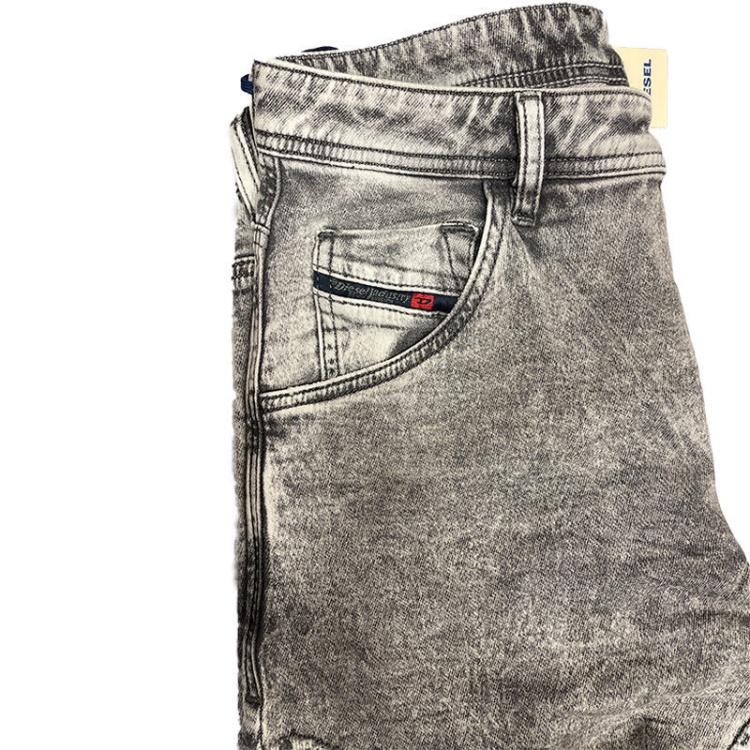 Diesel Krooley 0689D Men's Denim Jeans Slim Fit Faded Sweat Jogg Pants Light Grey