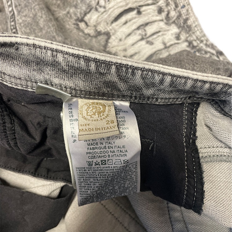 Diesel Krooley 0689D Men's Denim Jeans Slim Fit Faded Sweat Jogg Pants Light Grey