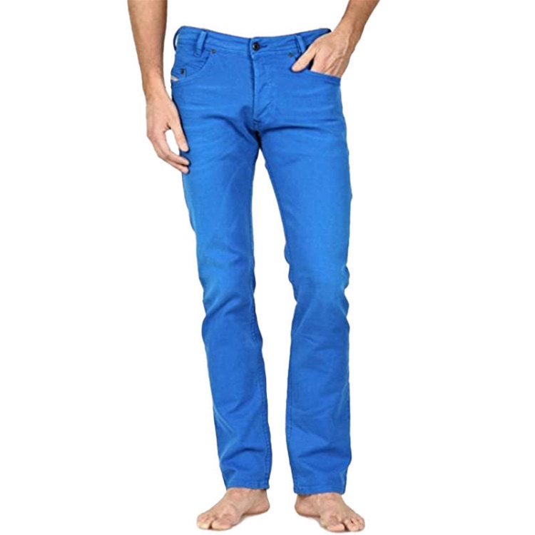 Iakop 0111D Men's Jeans Regular Slim Fit Cotton Stretch Casual Denim Pants Diesel Off White/Blue/White