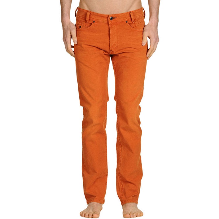 Iakop 0111D Men's Jeans Regular Slim Fit Cotton Stretch Casual Denim Pants Diesel Off White/Blue/White