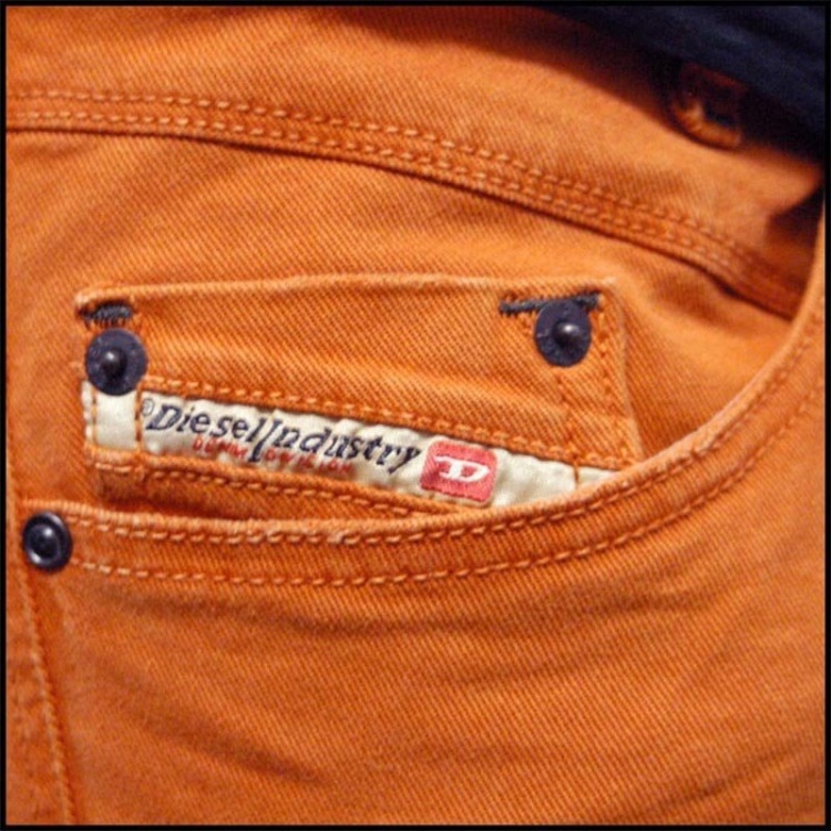 Iakop 0111D Men's Jeans Regular Slim Fit Cotton Stretch Casual Denim Pants Diesel Off White/Blue/White