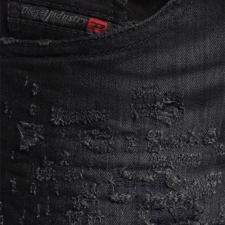 Thommer 0683T Men's Denim Jeans Slim Fit Dna Distressed Black Pants Diesel