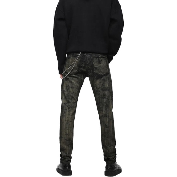 Buster 084Zy Men's Denim Jeans Regular Slim Tapered Fit Black Green Diesel