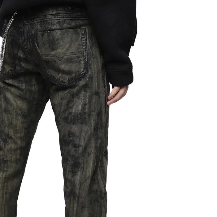 Buster 084Zy Men's Denim Jeans Regular Slim Tapered Fit Black Green Diesel