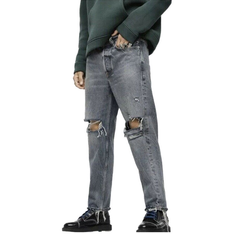 Diesel Dagh Xp 084Zs Men's Jeans Regular Straight Distress Blue Denim Made