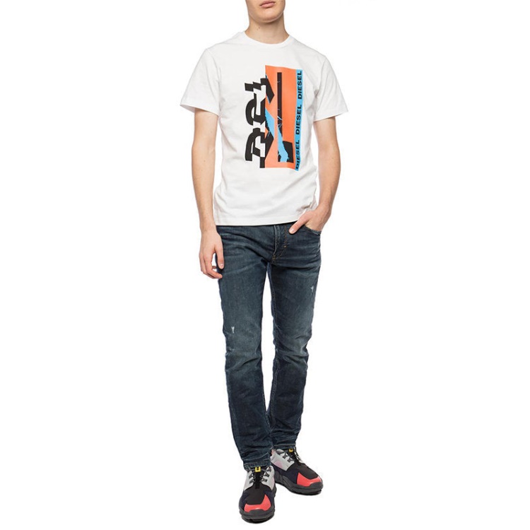 Diesel Thommer 087Ai Men's Denim Sweat Jogg Jeans Slim Fit Tapered Pant Blue