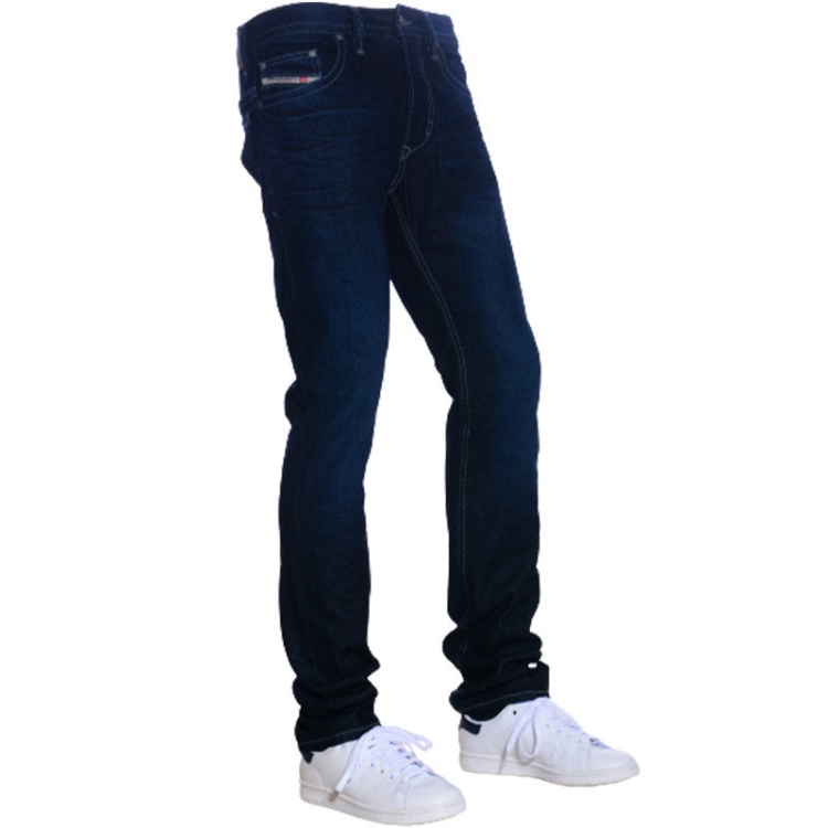 Men's Jeans Denim Regular Slim Fit Casual Pants Dark Blue Trousers Cotton Diesel