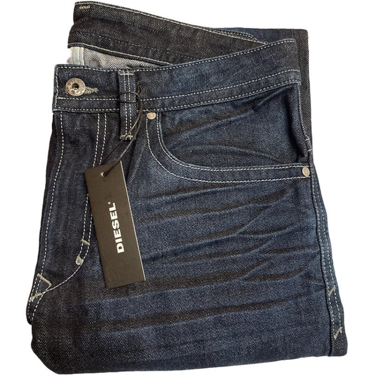 Men's Jeans Denim Regular Slim Fit Casual Pants Dark Blue Trousers Cotton Diesel