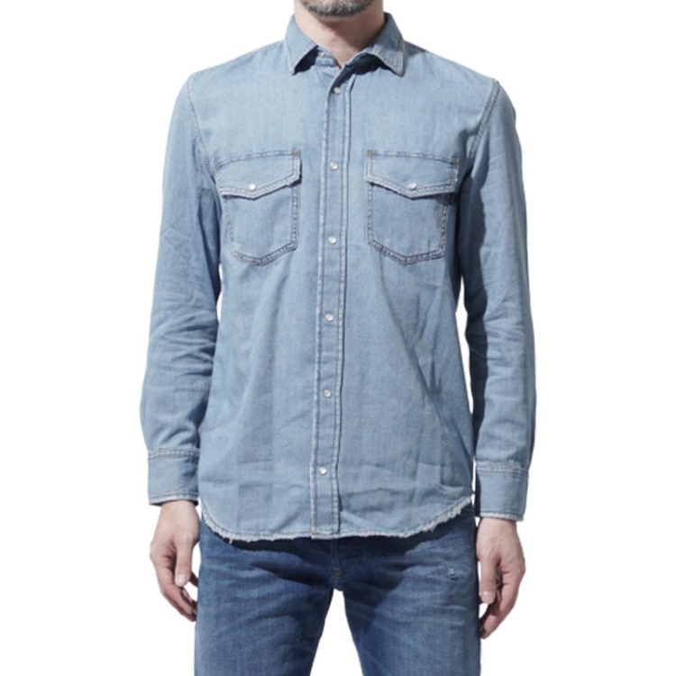 Diesel D Rooke 0Easj Men's Denim Shirt Long Sleeve Summer Casual Cotton Shirt