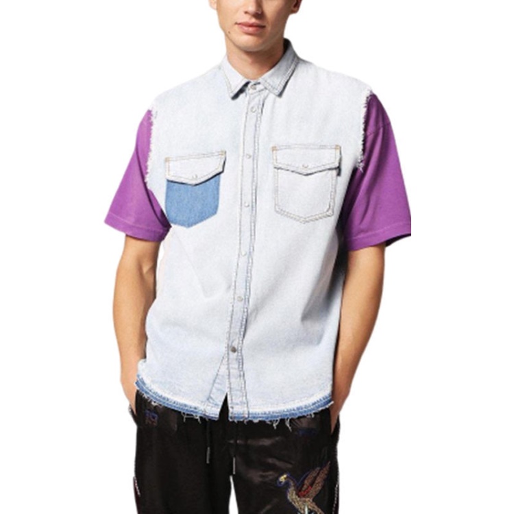 D Pauly Men's Denim Shirts Sleeveless Casual Vintage Blue Summer Outwear Diesel