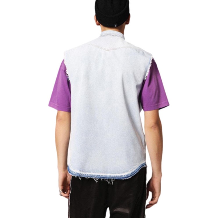 D Pauly Men's Denim Shirts Sleeveless Casual Vintage Blue Summer Outwear Diesel