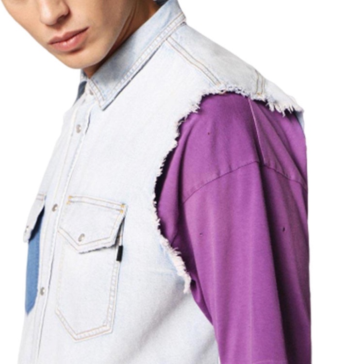 D Pauly Men's Denim Shirts Sleeveless Casual Vintage Blue Summer Outwear Diesel