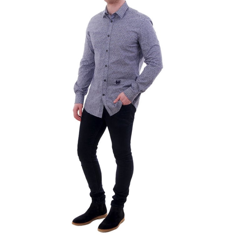 S Duny 100 Men's Shirt Long Sleeve Regular Fit Soft Cotton Camicia Shirt Diesel