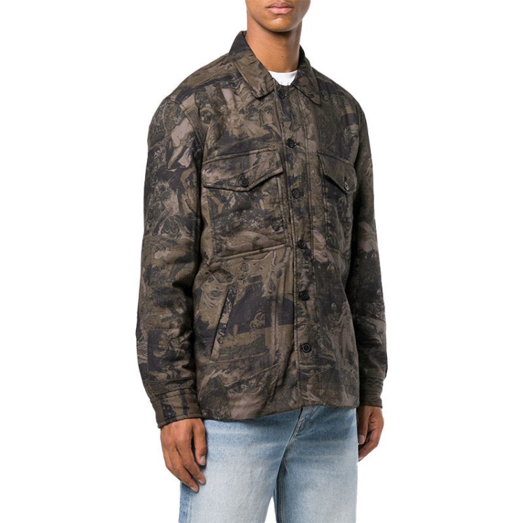 S Late Padd A Men's Shirt Jacket Graphical Prints Casual Camouflage Coat Diesel